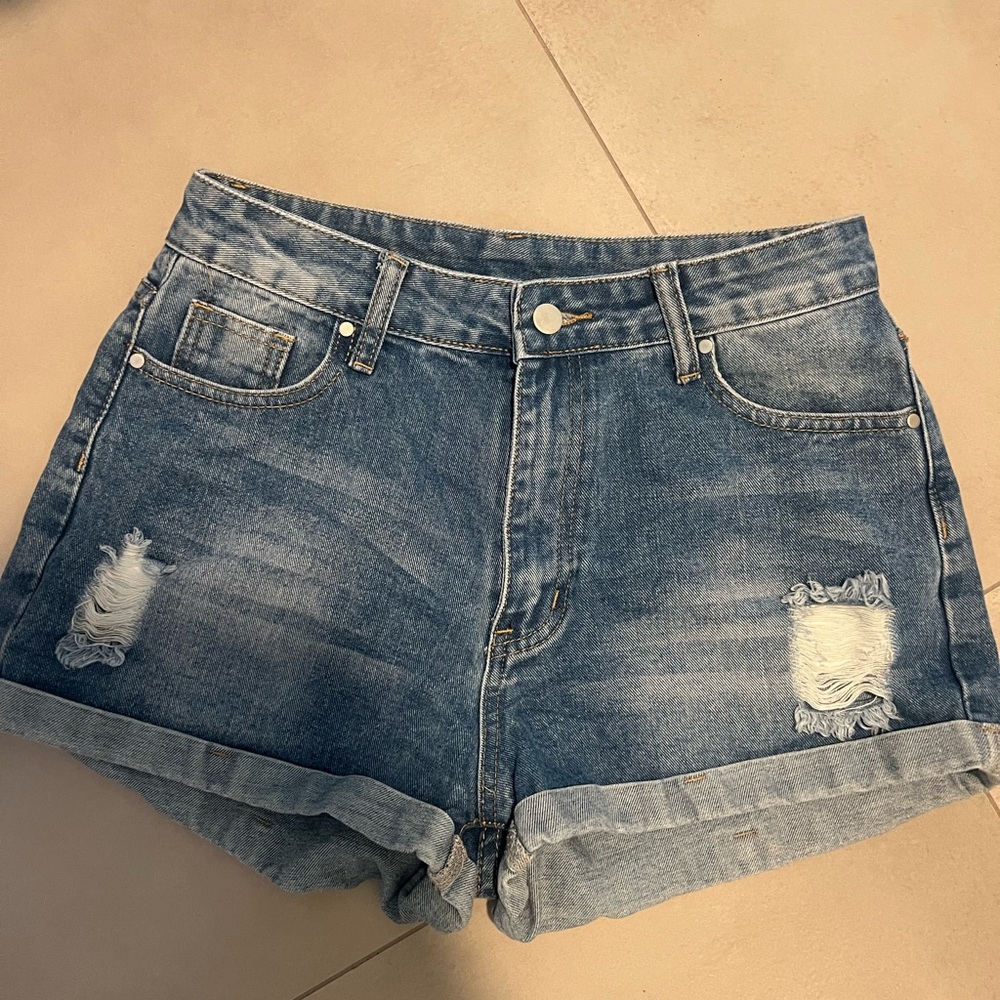 SHEIN Distressed Blue Jean Shorts
